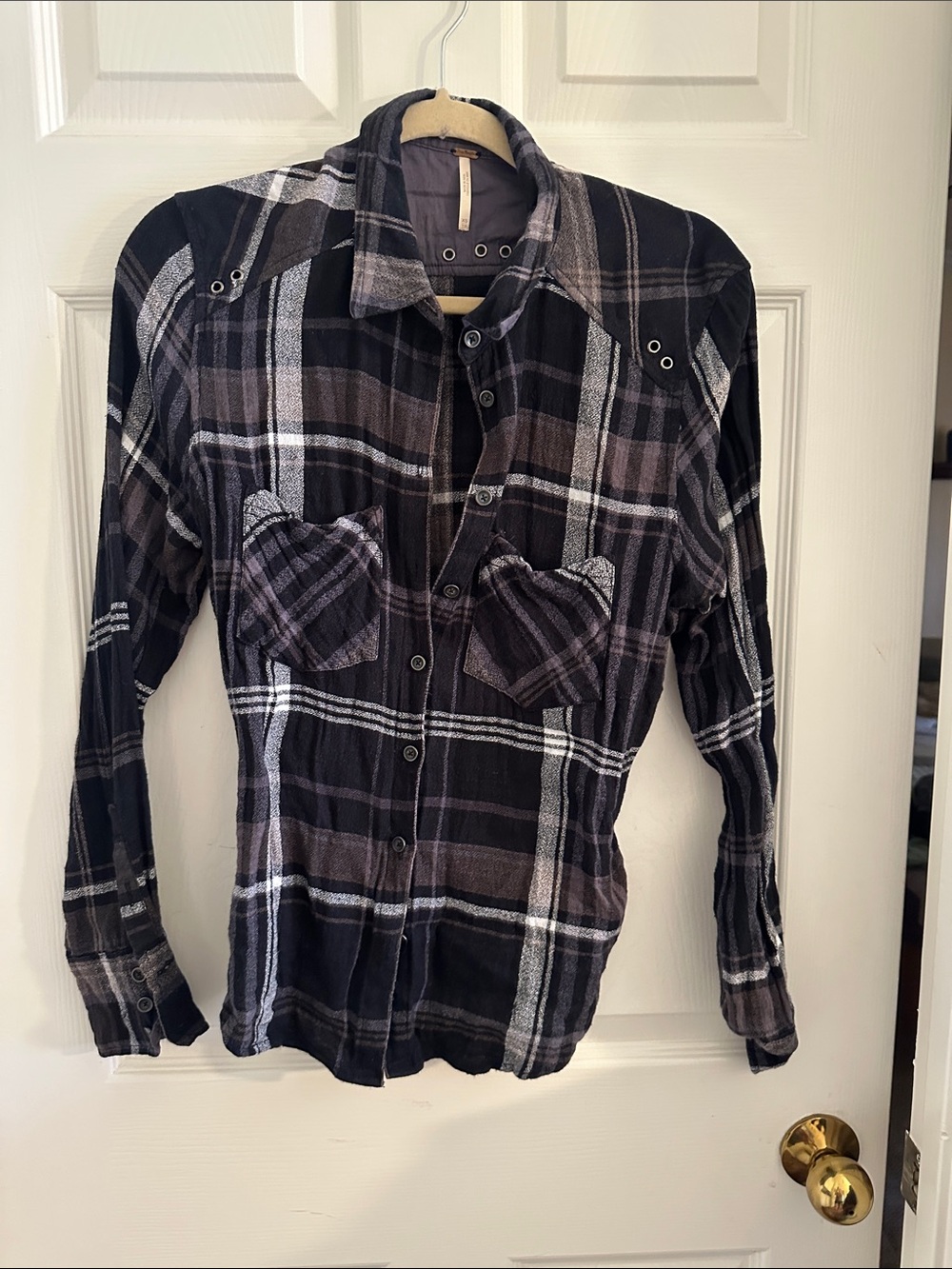 Free people Button-Front top - Black & Gray